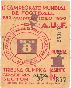 1930 World Cup Final Ticket Stub for the Uruguay vs. Argentina Final Match